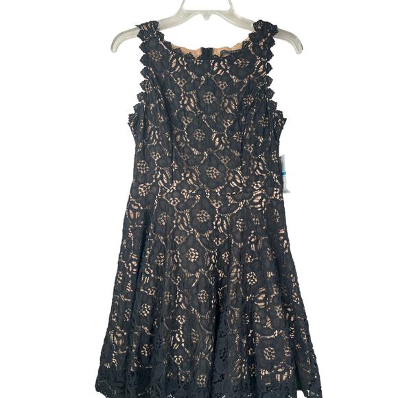 City Studio Juniors lace fit and flare dress, black/peach, size 9, NWT - Picture 1 of 10